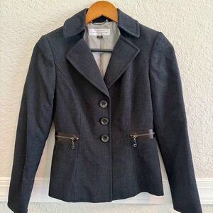 Tahari Petite Blazer | Size 0P | Charcoal | Wool Blend | Good Condition